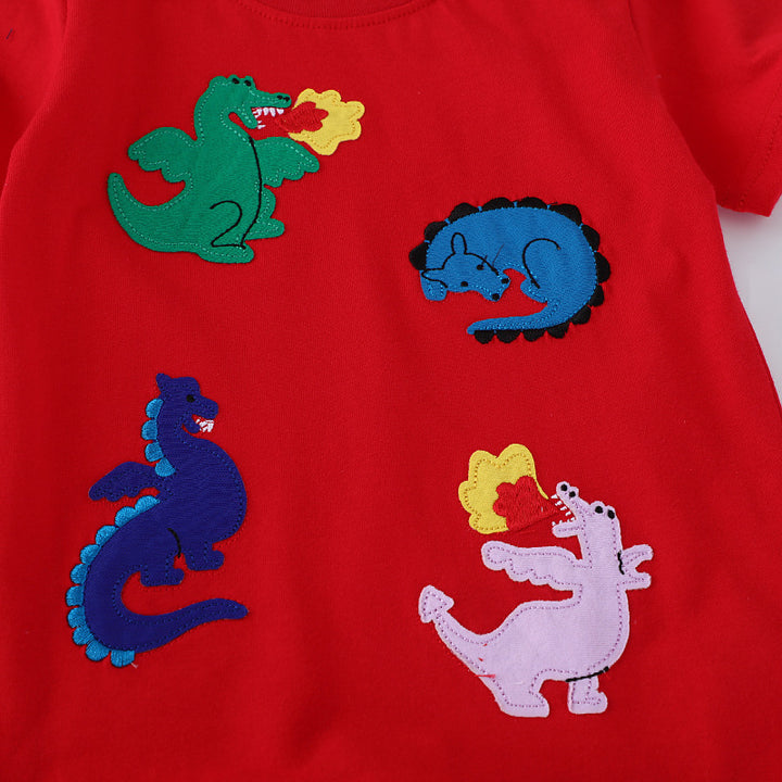 Boys T-Shirt with colorful dinosaur appliqués Mune Fashion