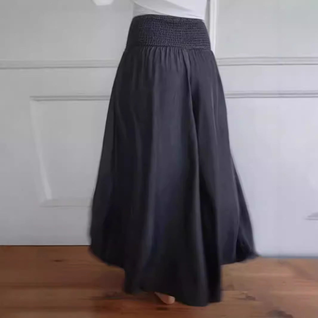 Women's maxi skirt with high smock waistband, wide fall and side pockets Mune Fashion