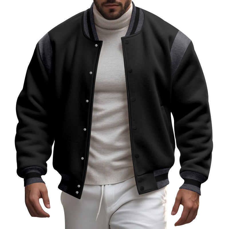 Men's nan College baseball jacket with snap button placket, ribbed collar and contrasting yokes Mune Fashion