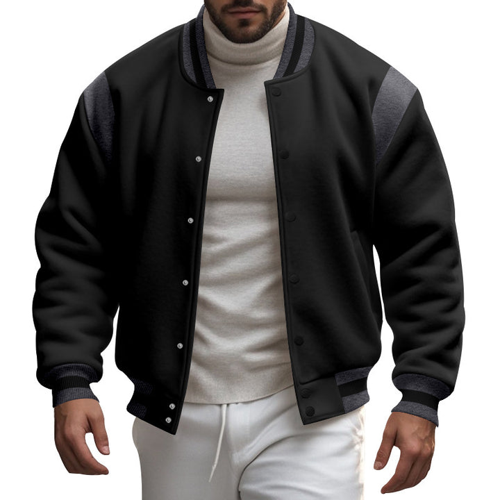 Men's nan College baseball jacket with snap button placket, ribbed collar and contrasting yokes Mune Fashion