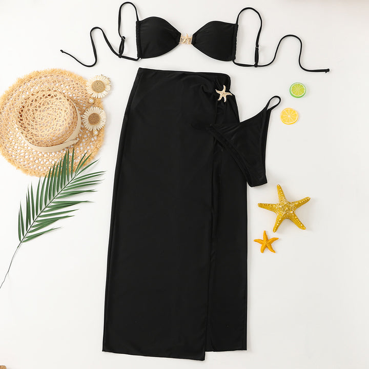 Ladies Elegant Bikini Set with Fashionable Wrap Skirt Mune Fashion