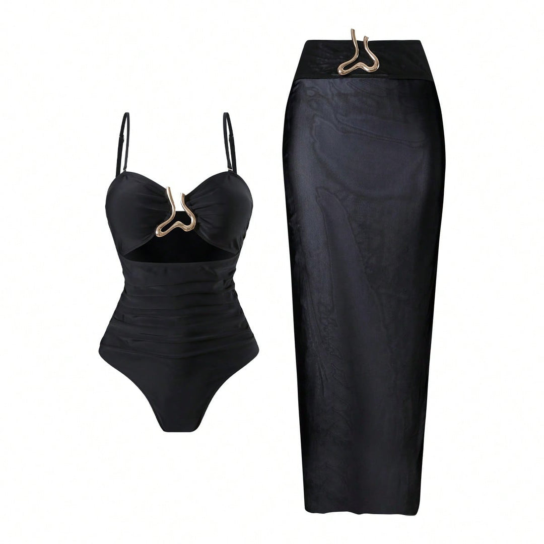 Women Elegant Swimsuit with Stylish Wrap Skirt Mune Fashion