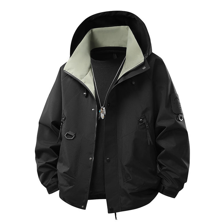 Men's Water-Repellent Hooded Utility Jacket with Multi-Pockets, Drawstring and Zipper Mune Fashion