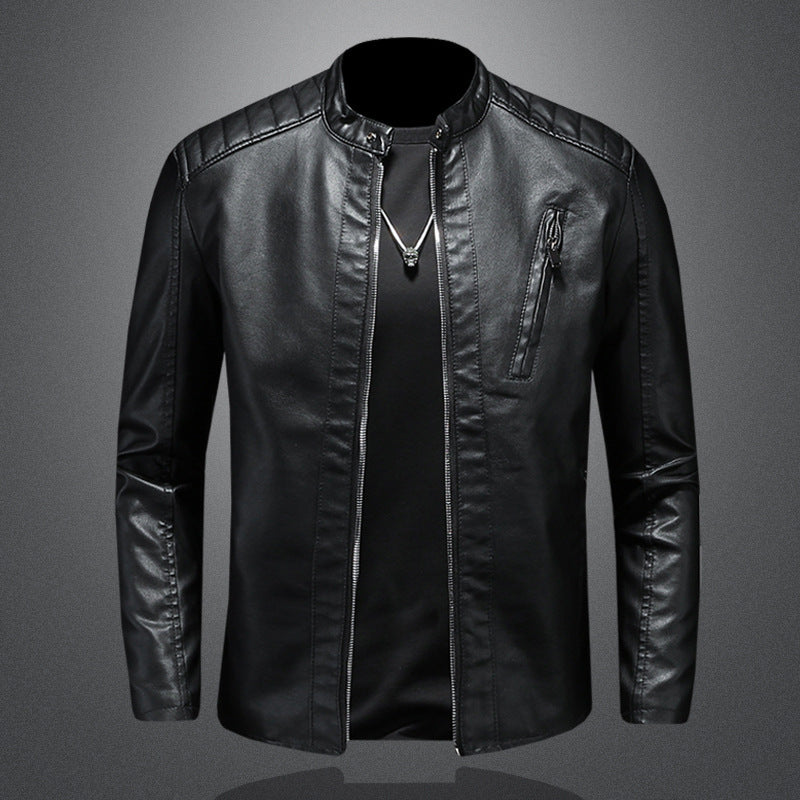 Men's Casual Faux Leather Jacket with Quilted Details Mune Fashion