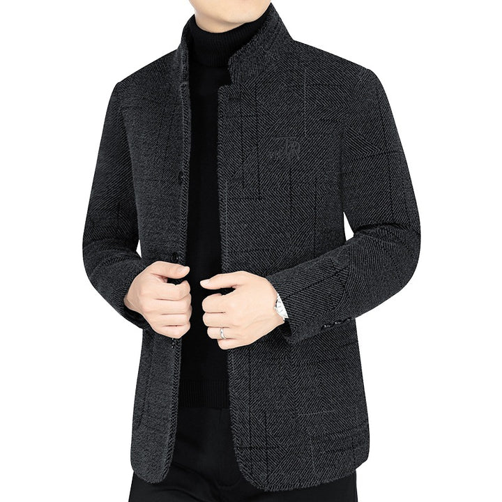 Men's blazer jacket in blazer look with stand-up collar and herringbone structure Mune Fashion