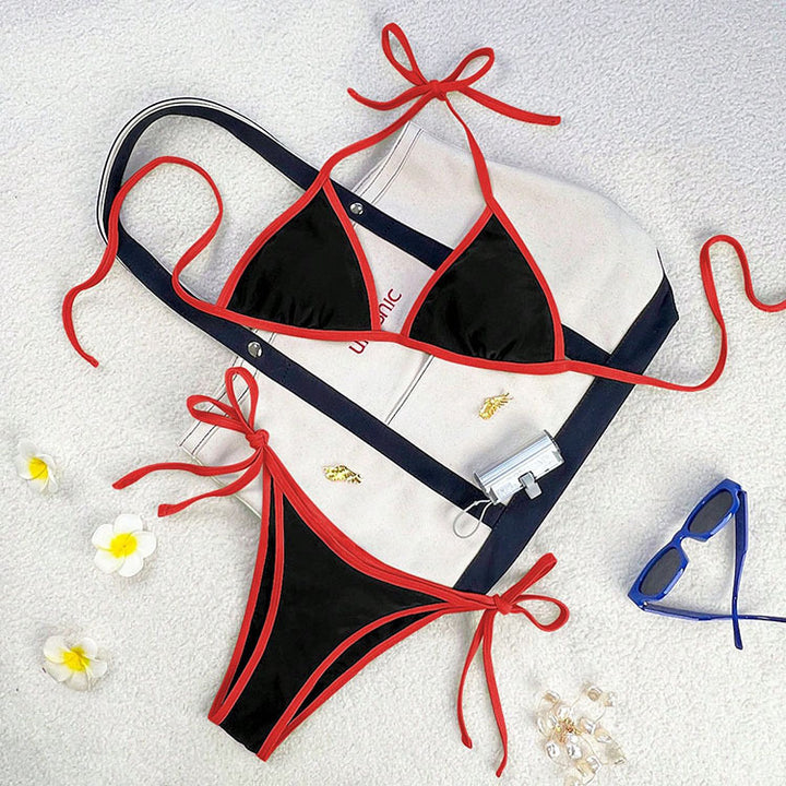 Women’s Triangle Bikini with Contrasting Straps Mune Fashion
