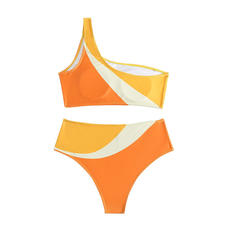 Women's One-Sided Bikini with Modern Color Pattern Mune Fashion
