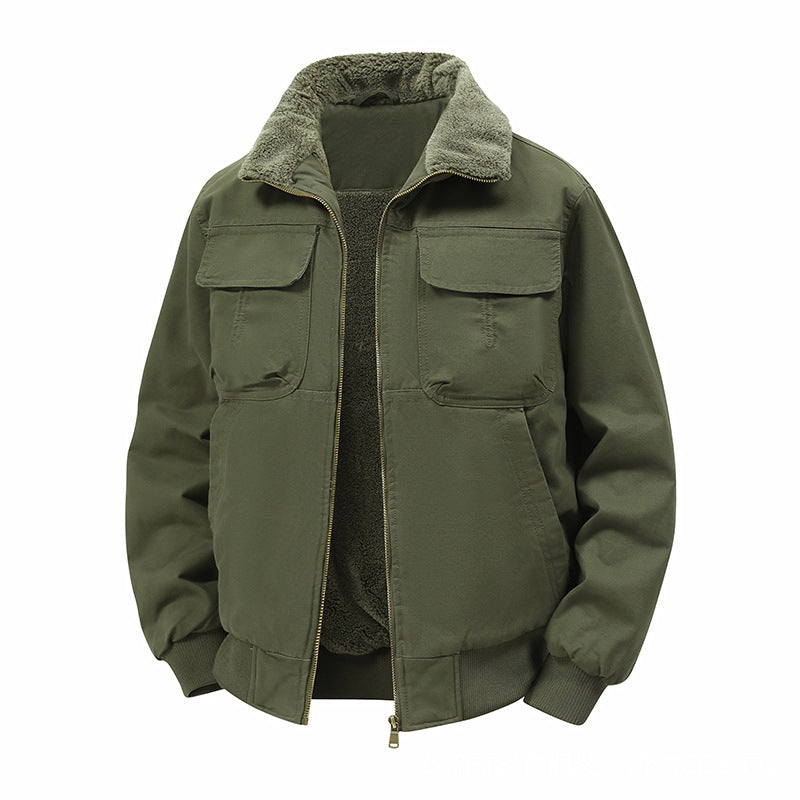 Men's thermo bomber jacket with full zip, sherpa collar, and utility pockets Mune Fashion