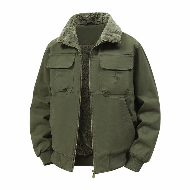 Men's thermo bomber jacket with full zip, sherpa collar, and utility pockets Mune Fashion
