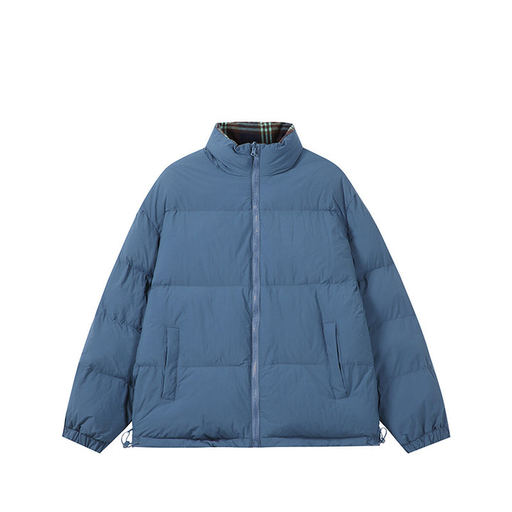 Unisex Boxy-Short Parka with quilted insulation, drawstring hem and plaid lined collar Mune Fashion