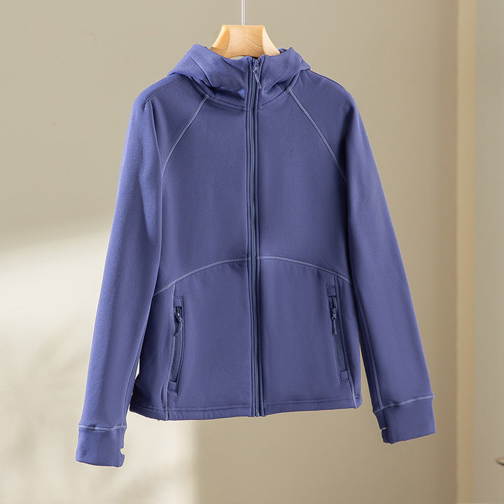Women's Hooded Fleece Jacket with Full-Length Zip, Ergonomic Seams and Zipper Pockets Mune Fashion