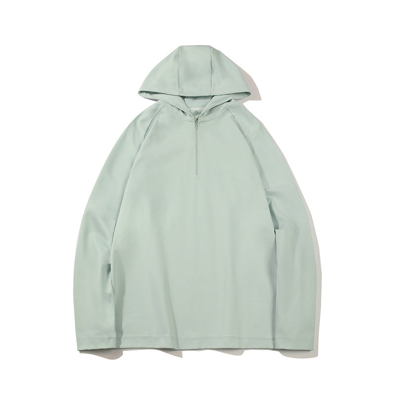 Men's Lightweight Half-Zip Hoodie in Oversized Relaxed Fit made of Technical Jersey Mune Fashion
