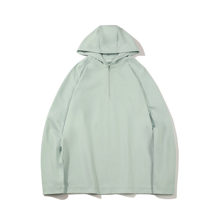 Men's Lightweight Half-Zip Hoodie in Oversized Relaxed Fit made of Technical Jersey Mune Fashion