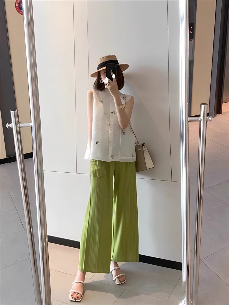 Women's Elegant Pleated Pants Drune
