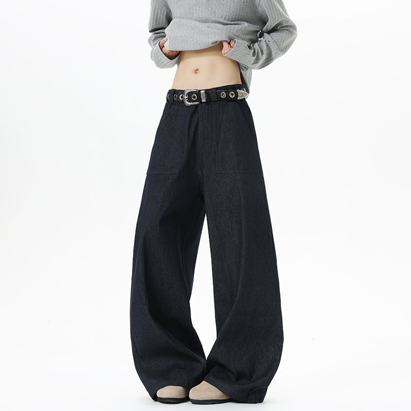 Women's Wide High Waist Denim Pants with Extra Wide Leg and Patch Front Pockets Mune Fashion