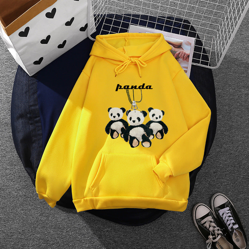 Women's oversized hoodie with plush panda appliqué and kangaroo pocket Mune Fashion