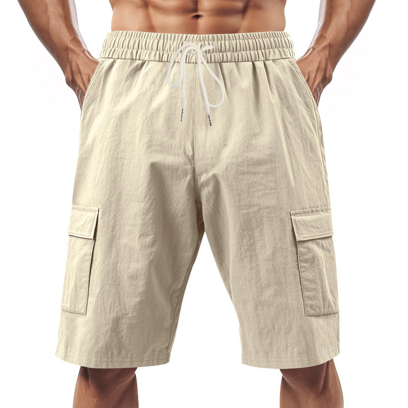 Men's technical cargo shorts with elastic drawstring waistband, secure flap pockets, and quick-drying functional material Mune Fashion