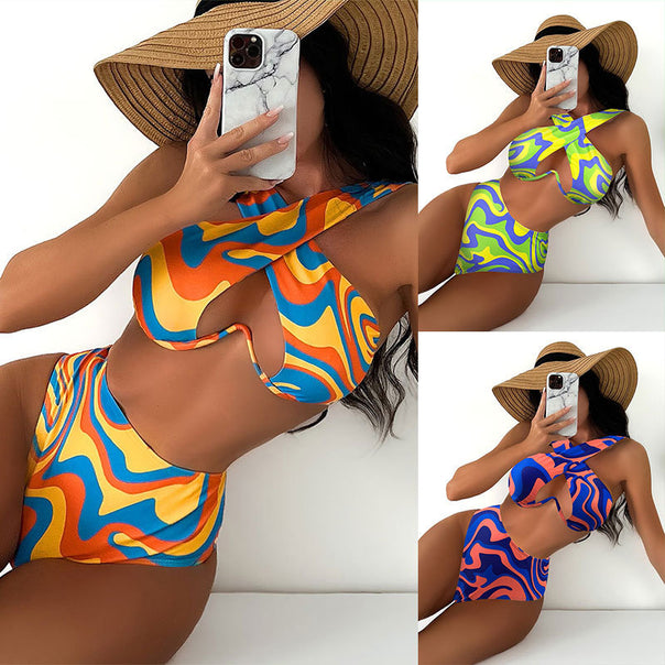 Women's bikini set with asymmetrical design and high waistband Mune Fashion
