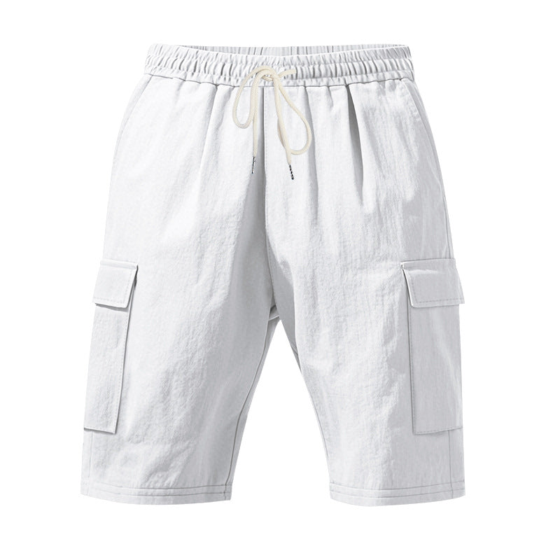Men's travel and outdoor bermuda shorts with elastic drawstring waistband, security inner pocket and front flap pockets Mune Fashion