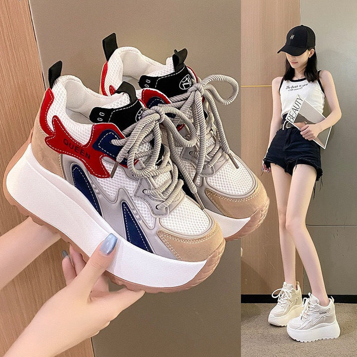 Ladies Platform Sneakers with Breathable Mesh and Sports Design Mune Fashion