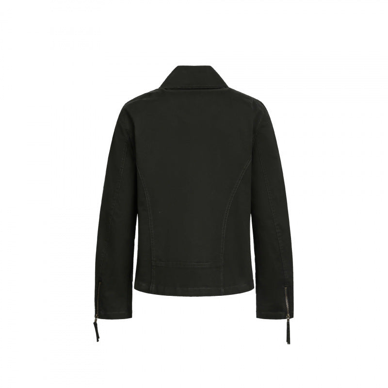 Men's Asymmetrical Biker Jacket with Diagonal Metal Zipper Mune Fashion