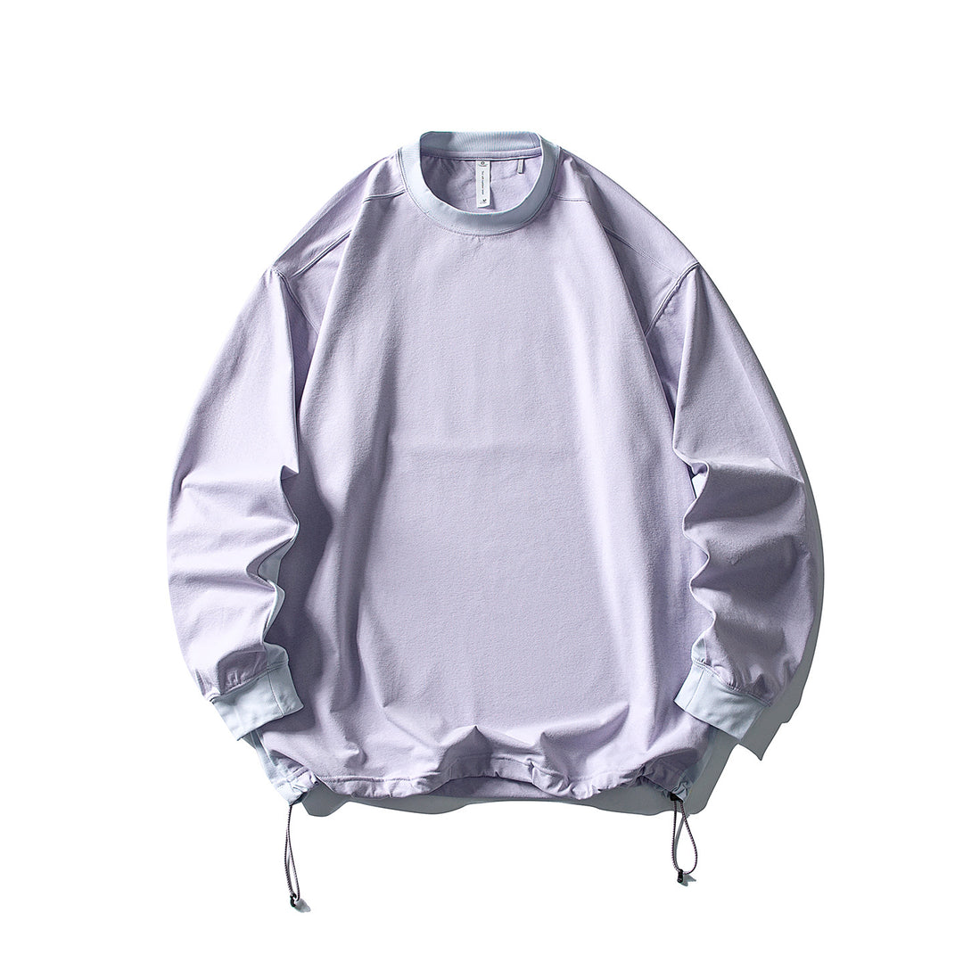 Unisex Oversize Fleece Pullover with Drawstring Hem and Contrast Collar Mune Fashion
