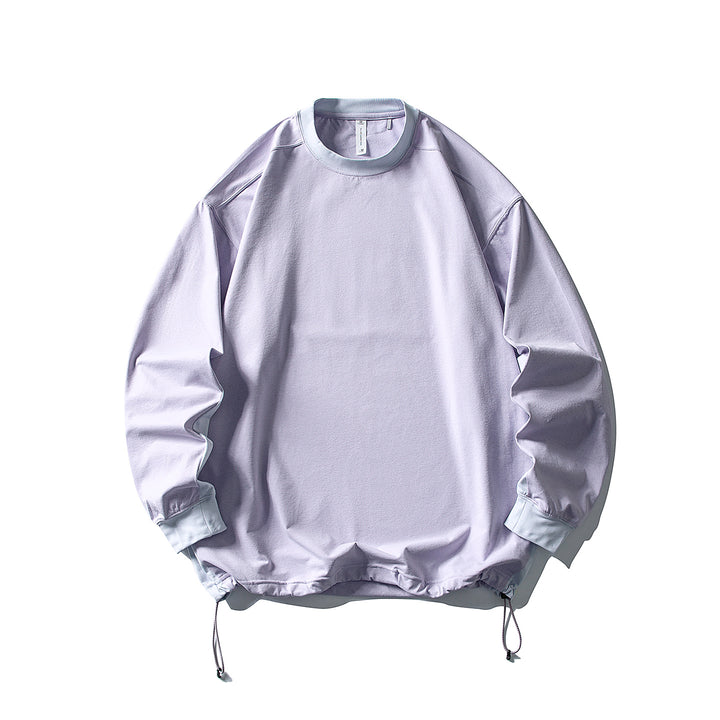 Unisex Oversize Fleece Pullover with Drawstring Hem and Contrast Collar Mune Fashion