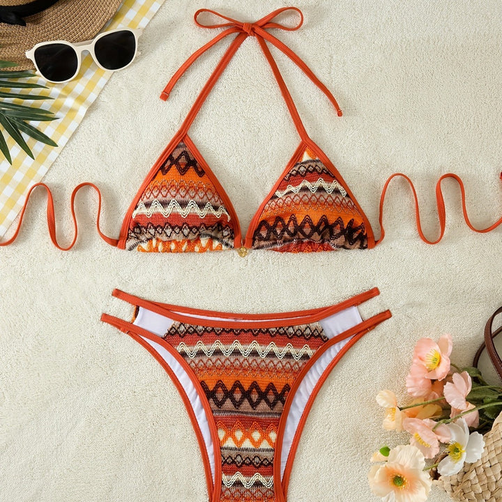 Women's triangle bikini with colorful ethnic pattern Mune Fashion
