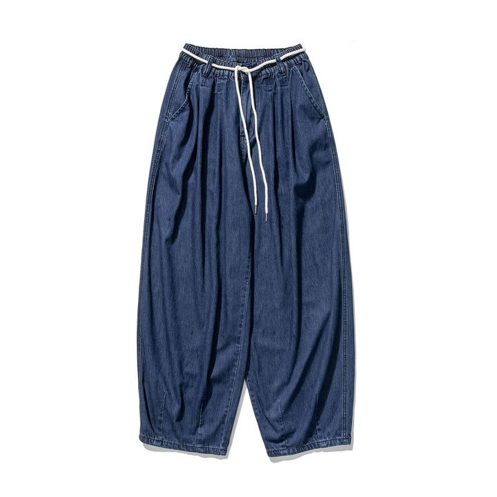 Men's Extra Wide Baggy Pants with Drawstring Waist and Turned-Up Hem Mune Fashion