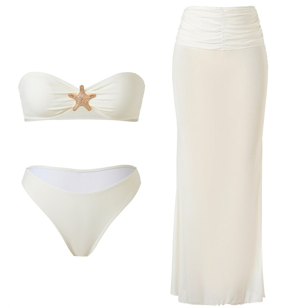 Ladies Bikini Set with elegant wrap skirt and decorative star detail Mune Fashion
