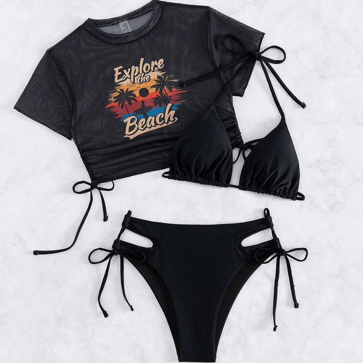 Women's sporty transparent beach top with graphic print Mune Fashion