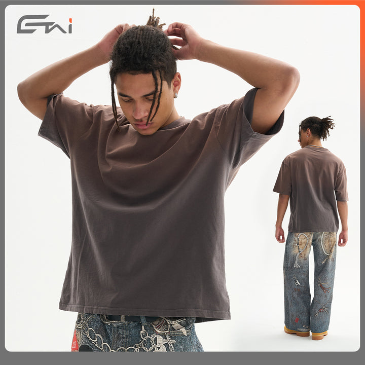 Men's Oversized Cotton T-Shirt with Crew Neck and Soft Vintage Effect Mune Fashion