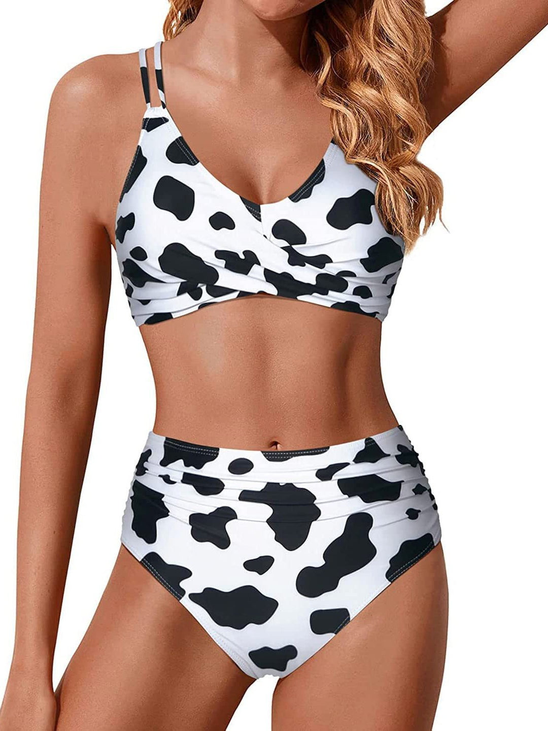 Women's High-Waisted Bikini Set with Ruffled Top Mune Fashion