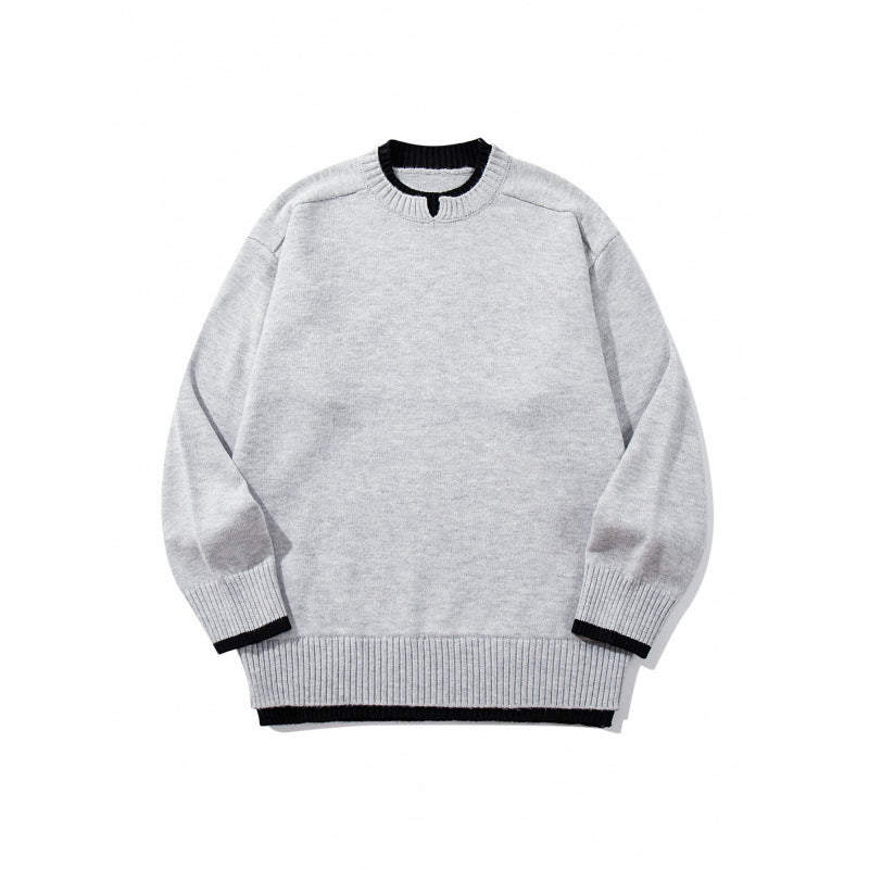 Unisex Relaxed-Fit Fine Knit Sweater with Contrast Cuffs and Extended Ribbed Hem Mune Fashion