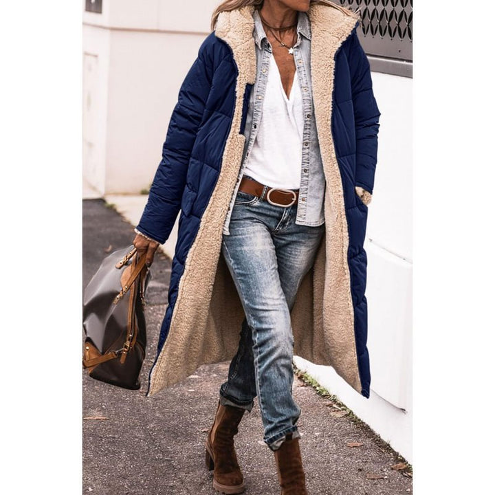 Women's long padded coat with teddy lining, hood and warm padding Mune Fashion