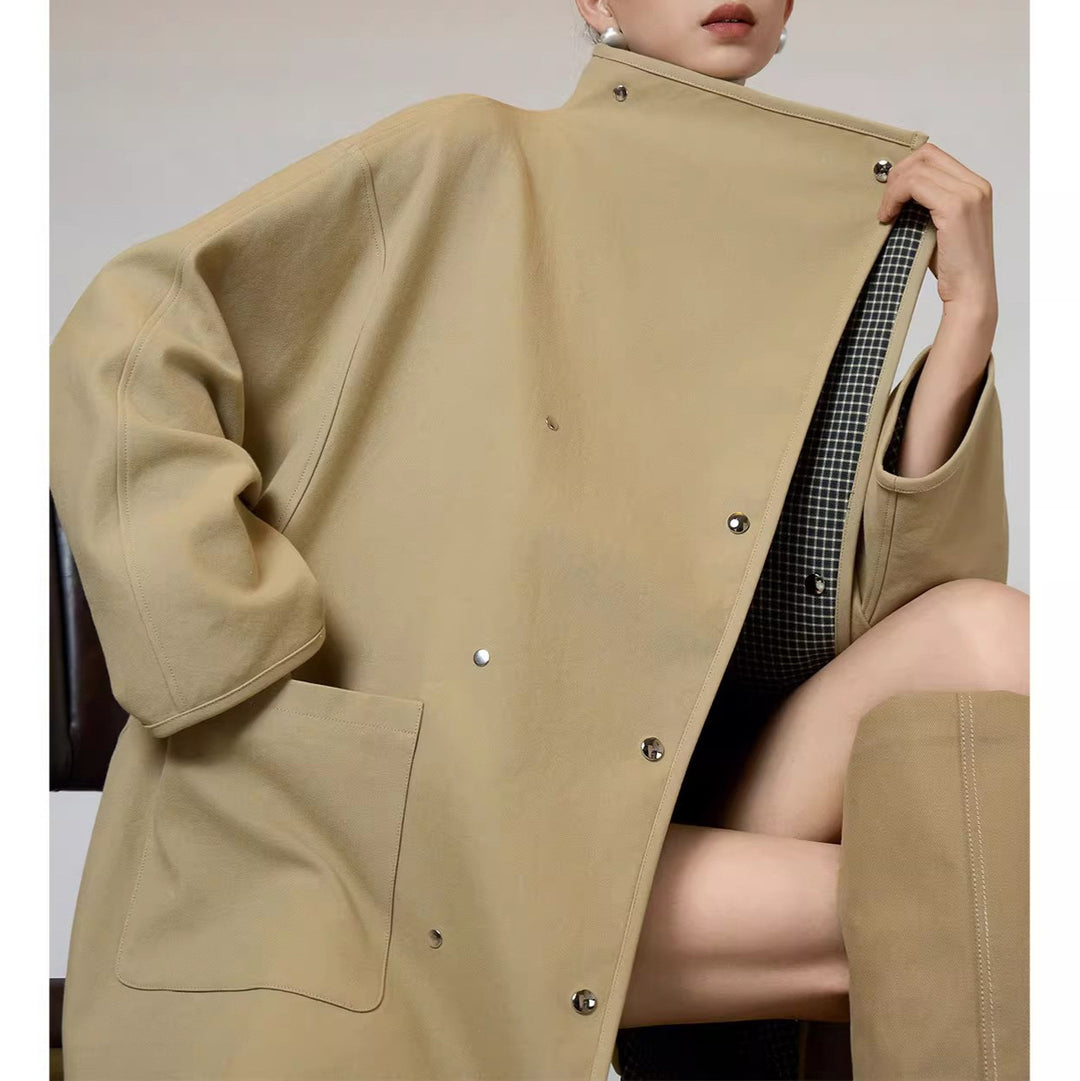 Women's Oversized Transitional Jacket with Contrasting Collar Mune Fashion
