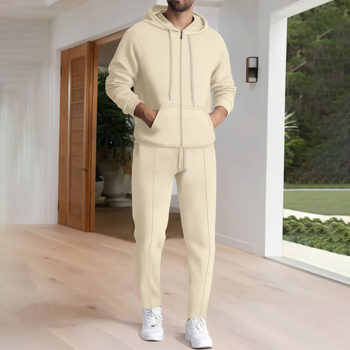 Men's nano structure fleece zip hoodie with kangaroo pockets and tapered jogger pants Mune Fashion