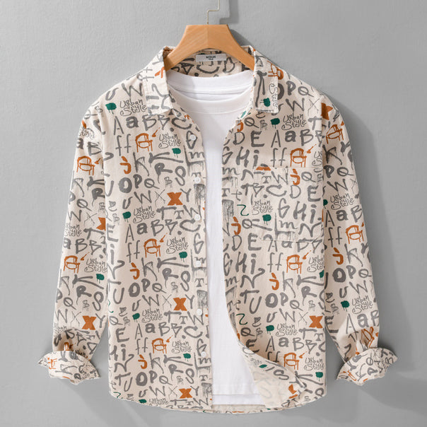 Men's overshirt in urban graffiti letter print made of cotton blend Mune Fashion