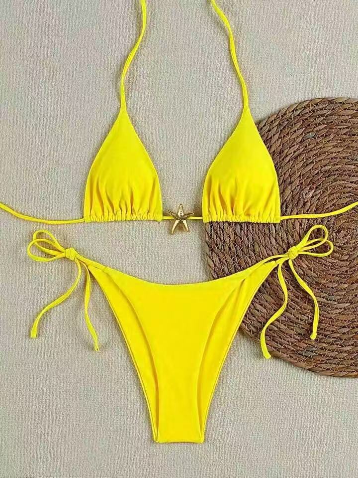 Women's bikini set with adjustable triangle top and high waist bottom Mune Fashion