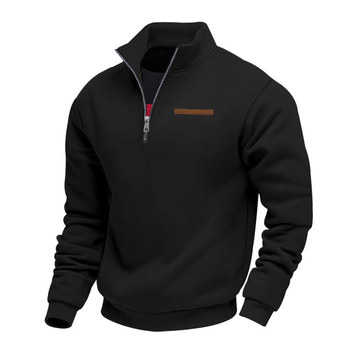 Men's half-zip sweatshirt made of heavy fleece with stand-up collar and concealed chest pocket Mune Fashion