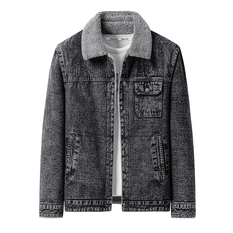 Men's Overshirt Jacket made of Denim with Teddy lining and Sherpa collar Mune Fashion