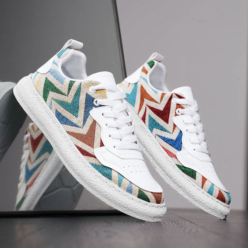 Women's Fashion Sneakers with Colorful Zigzag Pattern and Comfortable Cushioning Mune Fashion