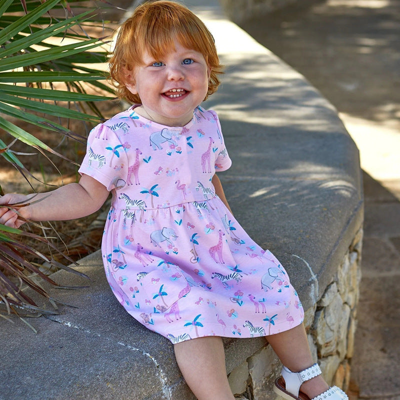 Girls cotton dress with playful animal motif Mune Fashion