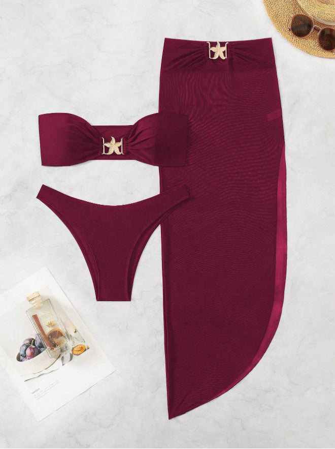 Ladies bandeau bikini with elegant lacing details and high leg cut Mune Fashion