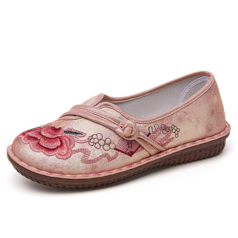 Ladies' embroidered lightweight ballerina slippers with decorative knot strap Mune Fashion