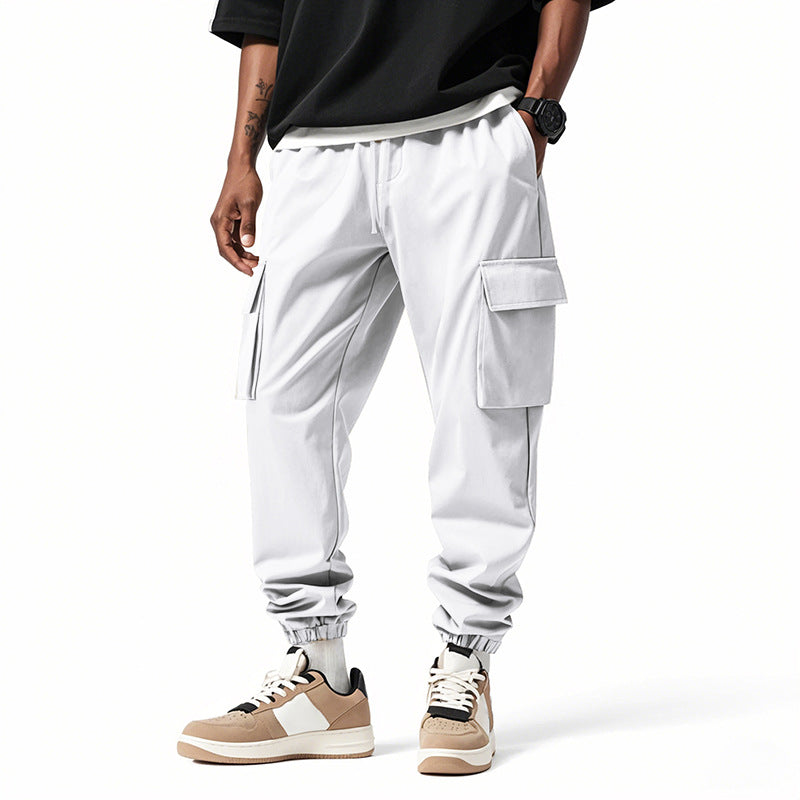 Men's Cargo Jogger Pants with elastic drawstring waistband, patch flap pockets and ribbed leg cuffs Mune Fashion