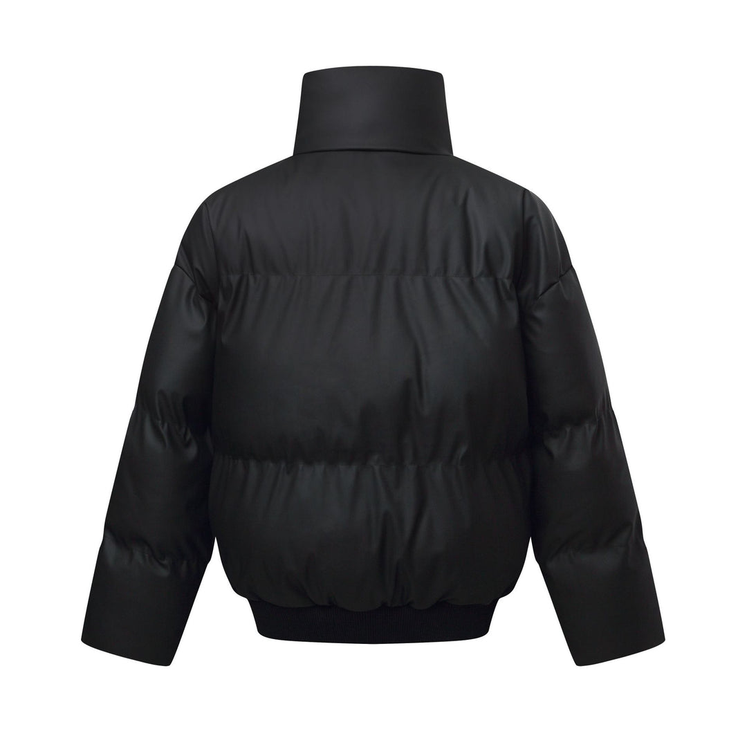 Women's Short Cut Quilted Winter Parka with High Stand Collar and Ribbed Hem Mune Fashion