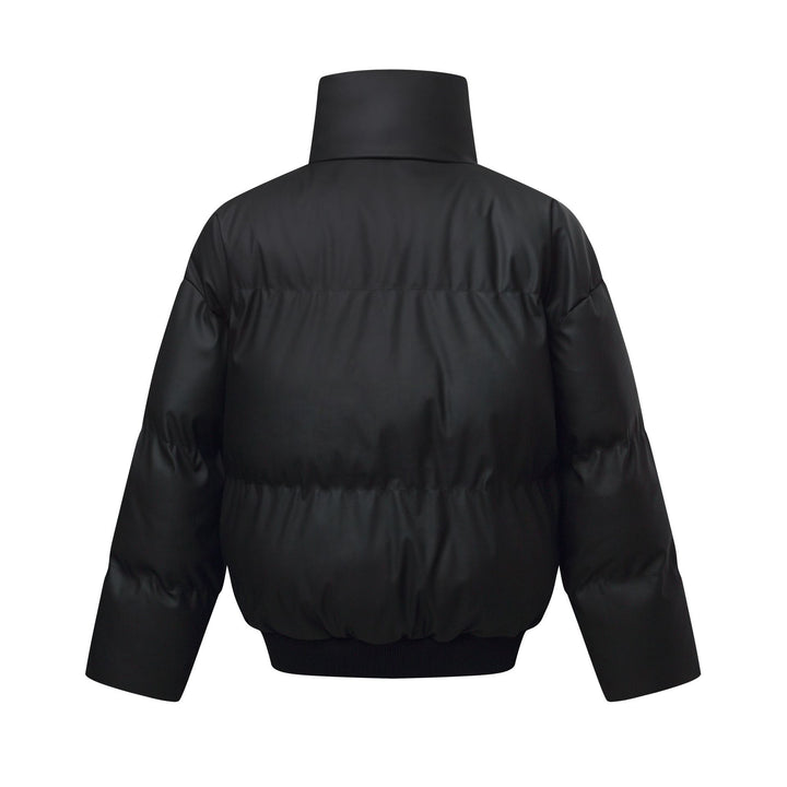 Women's Short Cut Quilted Winter Parka with High Stand Collar and Ribbed Hem Mune Fashion