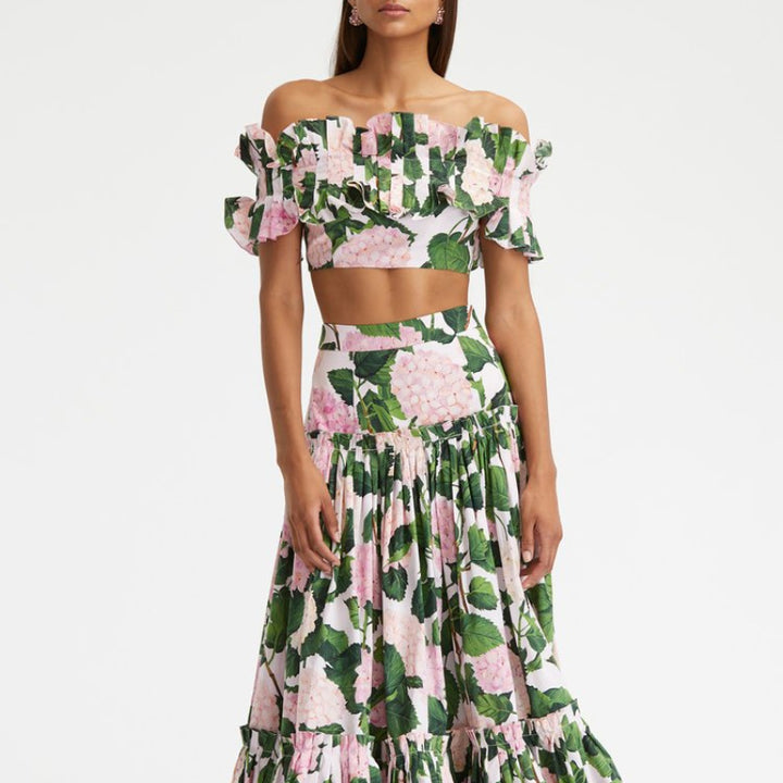 Ladies' one-piece swimsuit with voluminous ruffle details and floral design Mune Fashion