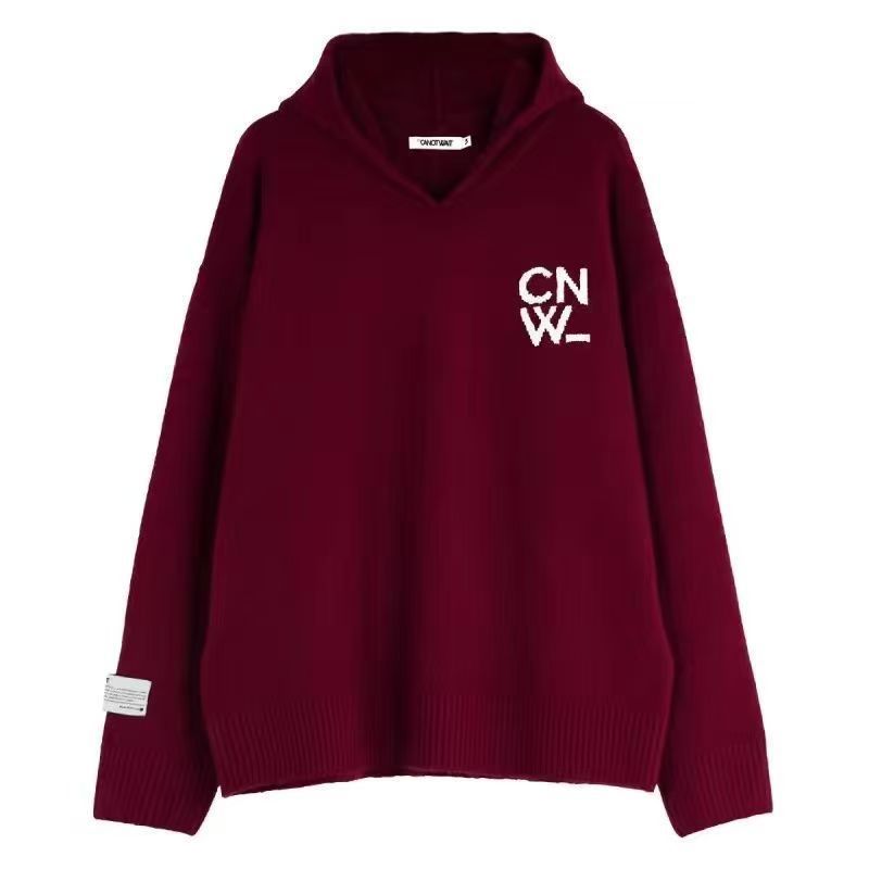 Unisex Oversized Hoodie with V-Neck made of Fine Knit and Logo Embroidery Mune Fashion